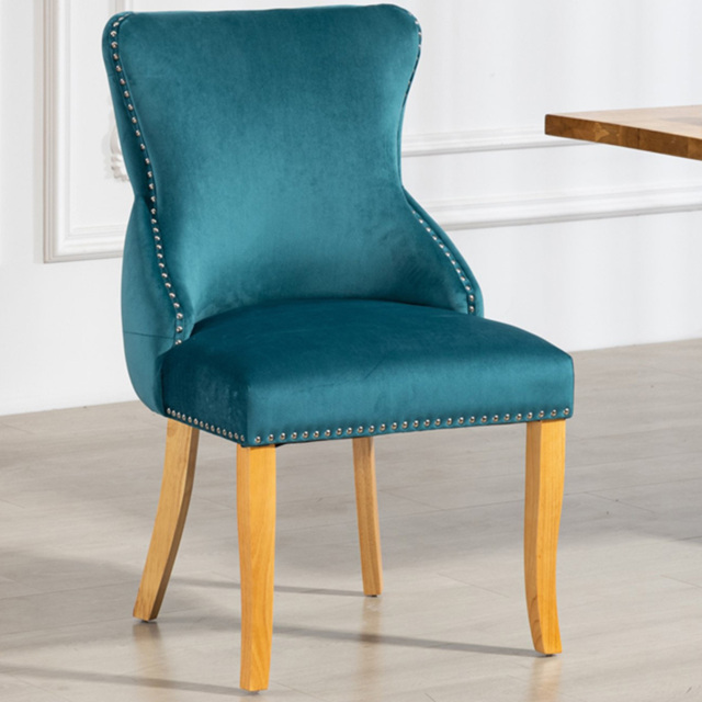 Artemis Home Orvino Set of 2 Teal Velvet Fabric Dining Chair - Green - Wilko - image 1