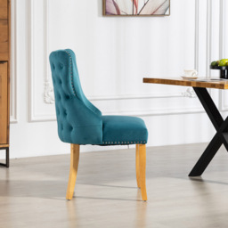 Artemis Home Orvino Set of 2 Teal Velvet Fabric Dining Chair - Green - Wilko - thumbnail 4