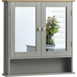 Bath Vida Priano Grey 2 Door Mirror Bathroom Cabinet - Size: 58 x 56 x 13cm - Wilko - thumbnail 3