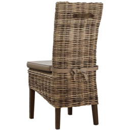 FWStyle Maya Set of 2 Grey Wash Kubu Rattan Solid Pine Handmade Dining Chairs - Size: 102 x 60 x 60cm - Brown - Wilko - thumbnail 4
