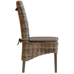 FWStyle Maya Set of 2 Grey Wash Kubu Rattan Solid Pine Handmade Dining Chairs - Size: 102 x 60 x 60cm - Brown - Wilko - thumbnail 5