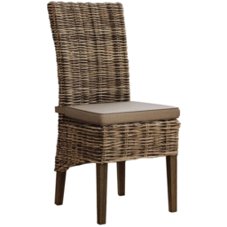 FWStyle Maya Set of 2 Grey Wash Kubu Rattan Solid Pine Handmade Dining Chairs - Size: 102 x 60 x 60cm - Brown - Wilko - thumbnail 3