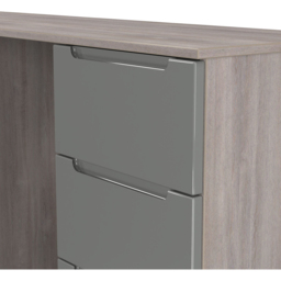 Crowndale Milan 6 Drawer Grey Gloss and Grey Oak Kneehole Desk Ready Assembled - Size: 80 x 125 x 39cm - Grey Gloss & Grey Oak - Wilko - thumbnail 6