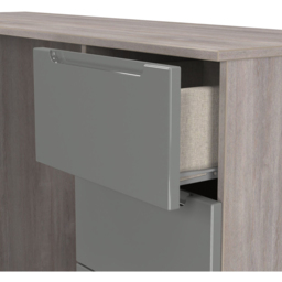 Crowndale Milan 6 Drawer Grey Gloss and Grey Oak Kneehole Desk Ready Assembled - Size: 80 x 125 x 39cm - Grey Gloss & Grey Oak - Wilko - thumbnail 7