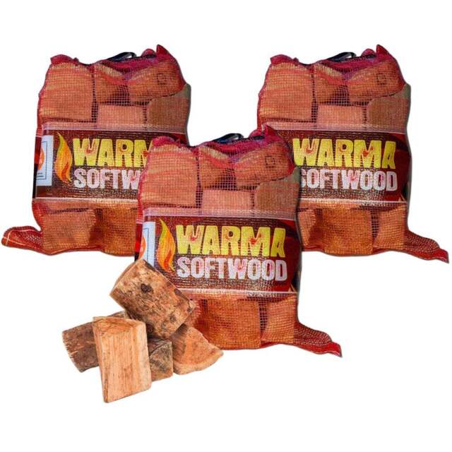 Warma Softwood Net Bag 15kg 3 Pack - Size: 90 x 50 x 30cm - brown - Wilko - image 1