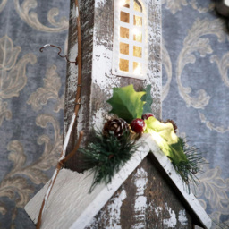 Shatchi Wooden House LED Christmas Decoration with Berries and Pines - Size: 52 x 25 x 10cm - Cream - Wilko - thumbnail 4