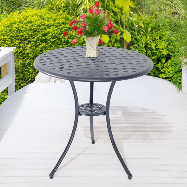 Centurion Oshowa 2 Seater Grey Round Garden Bistro Table with Parasol Hole - Wilko - image 1