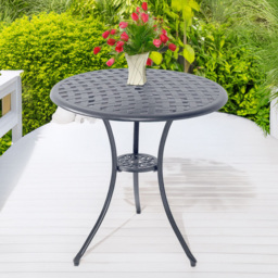 Centurion Oshowa 2 Seater Grey Round Garden Bistro Table with Parasol Hole - Wilko