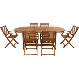 Charles Bentley Acacia 6 Seat Oval Extendable Dining Set - Size: 6 Seater - Cream - Wilko - thumbnail 4