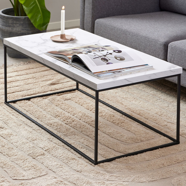 Florence Barossa White Marble Carrara Top Rectangular Coffee Table - Furniture To Go - Wilko - image 1