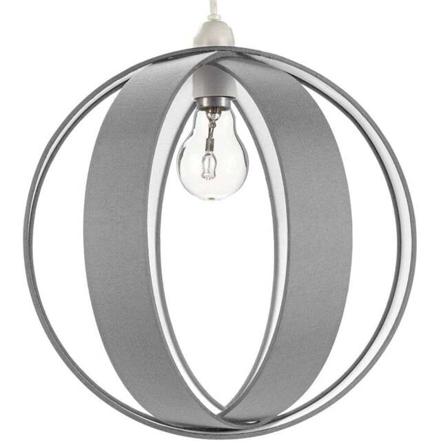 Happy Homewares Grey Faux Silk Fabric Globe Ceiling Pendant Light Shade - Size: 28 x 30 x 30cm - Wilko - image 1