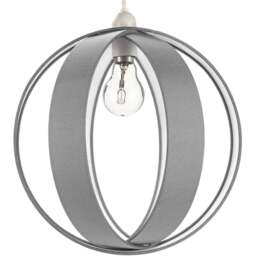 Happy Homewares Grey Faux Silk Fabric Globe Ceiling Pendant Light Shade - Size: 28 x 30 x 30cm - Wilko