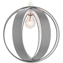 Happy Homewares Grey Faux Silk Fabric Globe Ceiling Pendant Light Shade - Size: 28 x 30 x 30cm - Wilko - thumbnail 3