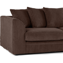 Portland Luxor 3 Seater Chocolate Jumbo Cord Sofa with Scatter Back - Brown - Wilko - thumbnail 4