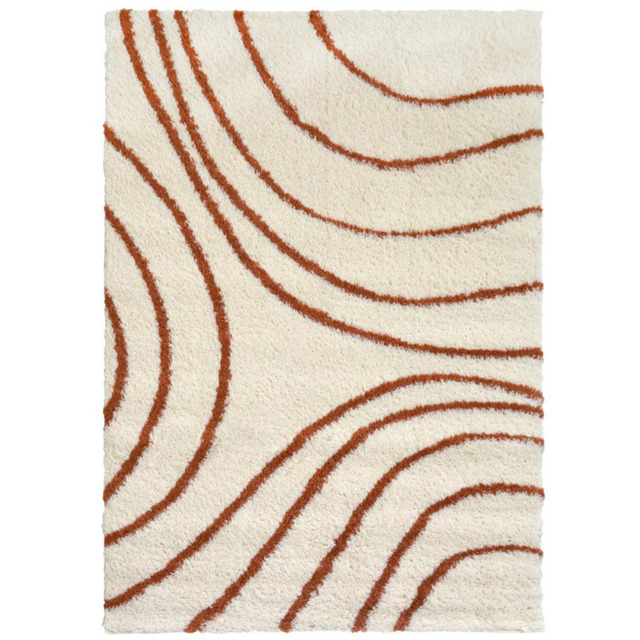 Homemaker Ivory and Terracotta Snug Isobar Shaggy Rug 120 x 170cm - Multi - Wilko - image 1