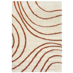 Homemaker Ivory and Terracotta Snug Isobar Shaggy Rug 120 x 170cm - Multi - Wilko - thumbnail 1