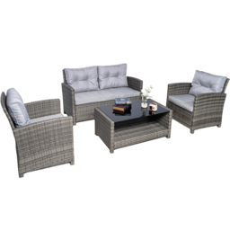 RayGar Vinci 4 Seater Rattan Garden Lounge Set - Grey - Wilko - thumbnail 3