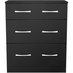 Crowndale Avon 3 Drawer Matt Black Deep Chest of Drawers Ready Assembled - Black Matt - Wilko - thumbnail 3