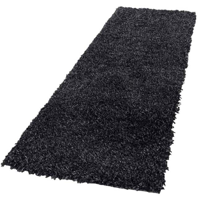 Desire Rugs Oxford Anthracite Plain Shaggy Runner Rug 60 x 220cm - Wilko - image 1