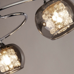 Lighting Collection 3 Light Chrome with Smoked Glass Shades Ceiling Light - Size: 18 x 40 x 40cm - Silver - Wilko - thumbnail 5