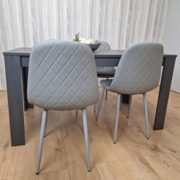Kosy Koala 4 Seater Faux Leather Gem Pattern Dining Set Charcoal and Grey - Multi - Portland - Wilko - thumbnail 6