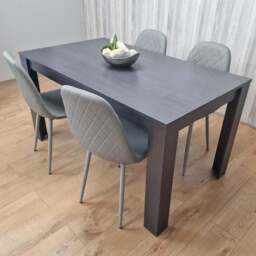 Kosy Koala 4 Seater Faux Leather Gem Pattern Dining Set Charcoal and Grey - Multi - Portland - Wilko