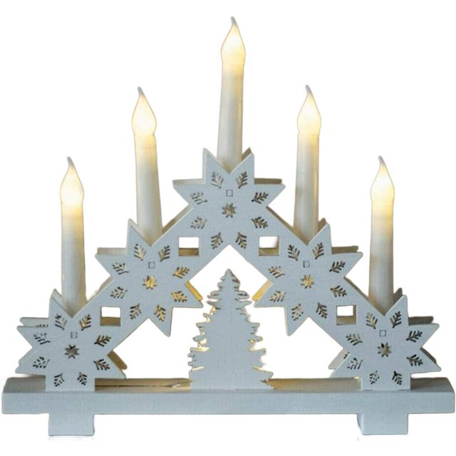 Marco Paul LED Wooden Snowflake Candle Bridge - Size: 32 x 30 x 5cm - White - Wilko - image 1