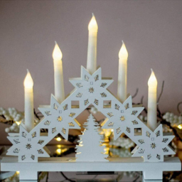 Marco Paul LED Wooden Snowflake Candle Bridge - Size: 32 x 30 x 5cm - White - Wilko - thumbnail 4