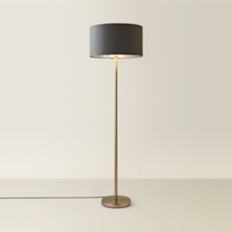 ValueLights Charlie Charcoal and Metallic Shade Chrome Floor Lamp and Bulb - Size: 148 x 45 x 45cm - Silver - Wilko - thumbnail 6