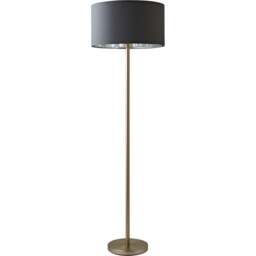 ValueLights Charlie Charcoal and Metallic Shade Chrome Floor Lamp and Bulb - Size: 148 x 45 x 45cm - Silver - Wilko