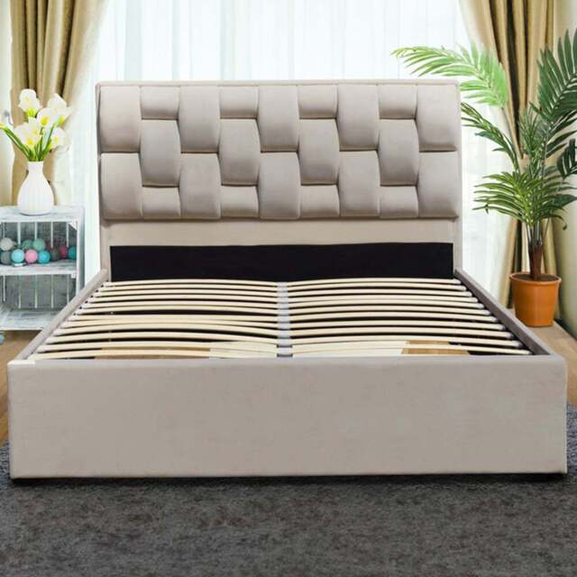 Brooklyn Double Cream Plush Velvet Storage Ottoman Bed - Wilko - image 1