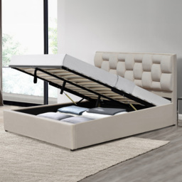 Brooklyn Double Cream Plush Velvet Storage Ottoman Bed - Wilko - thumbnail 4