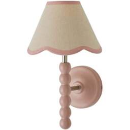 ValueLights Trim Scallop Shade Pink Bobbin LED Wall Light with Bulb - Size: 32 x 19 x 20cm - Wilko