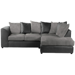 Luxor 3 Seater Black and Grey Jumbo Cord Right Hand Facing Corner Sofa - Multi - Wilko - thumbnail 3