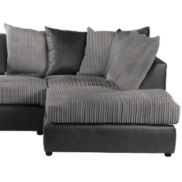 Luxor 3 Seater Black and Grey Jumbo Cord Right Hand Facing Corner Sofa - Multi - Wilko - thumbnail 4