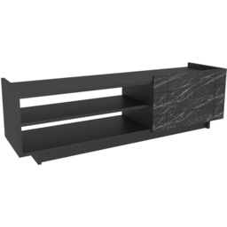 Decorotika Valantina Single Door 2 Shelf Black Marble Effect and Black TV Unit - Size: 41.4 x 140 x 37cm - Multi - Wilko - thumbnail 3