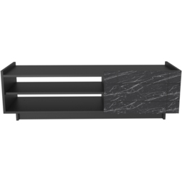Decorotika Valantina Single Door 2 Shelf Black Marble Effect and Black TV Unit - Size: 41.4 x 140 x 37cm - Multi - Wilko - thumbnail 4