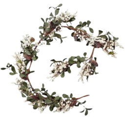 Marco Paul Christmas Garland with Winter Berries 180cm - Size: 15 x 180 x 15cm - White - Wilko