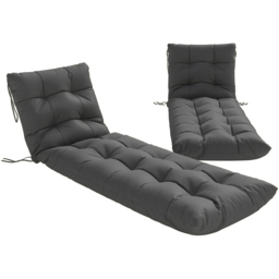 Outsunny Dark Grey Sun Lounger Replacement Cushion Pad with 4 Ties 180 x 55cm 2 Pack - Size: 8 x 180 x 55cm - Wilko - thumbnail 1