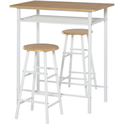 Portland 2 Seater White and Oak Bar Table with Stools - Multi - Wilko - thumbnail 3