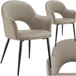 Tectake Sasha Set of 2 Taupe Velvet Padded Dining Chair - Grey - Wilko - thumbnail 3