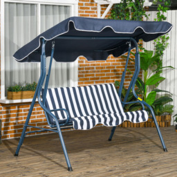 Outsunny 3 Seater Blue Swing Chair with Canopy - Size: 138.5 x 52.5 x 14.5cm - Wilko - thumbnail 1