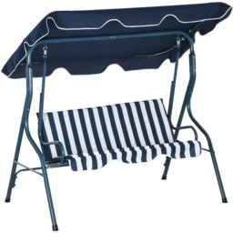 Outsunny 3 Seater Blue Swing Chair with Canopy - Size: 138.5 x 52.5 x 14.5cm - Wilko - thumbnail 3