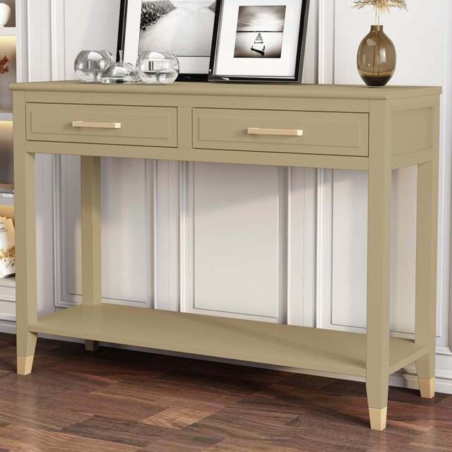 Palazzi 2 Drawer Clay Console Table - Size: 35 x 105 x  80cm - Cream - Wilko - image 1