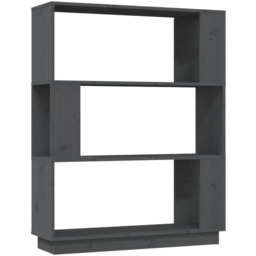 vidaXL 3 Shelf Grey Solid Pine Wood Bookcase - Size: 101 x 80 x 25cm - Wilko - thumbnail 3