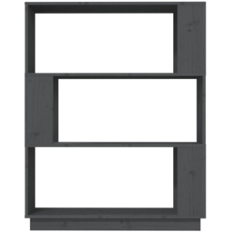 vidaXL 3 Shelf Grey Solid Pine Wood Bookcase - Size: 101 x 80 x 25cm - Wilko - thumbnail 4