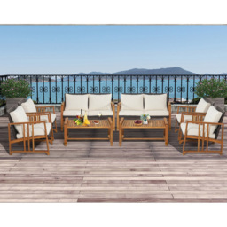 Costway 4 Seater Brown Outdoor Rattan Set with Cushion - White - Wilko - thumbnail 5