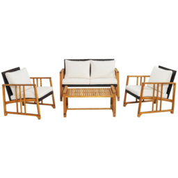 Costway 4 Seater Brown Outdoor Rattan Set with Cushion - White - Wilko - thumbnail 3