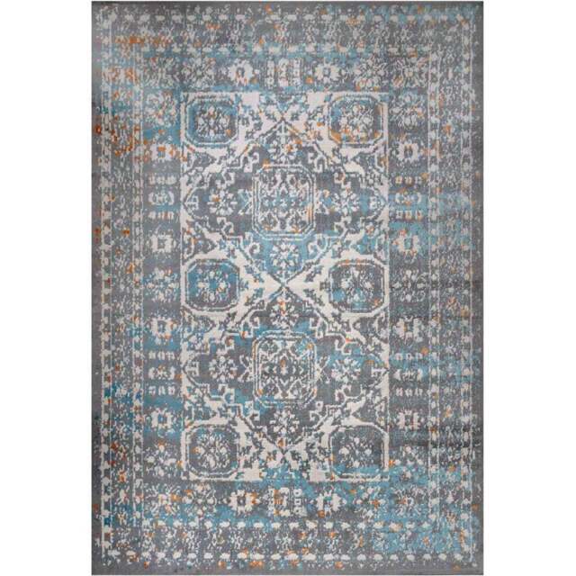 Kukoon Grey and Blue Traditional Medallion Bordered Rug 170 x 120cm - Wilko - image 1