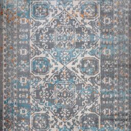 Kukoon Grey and Blue Traditional Medallion Bordered Rug 170 x 120cm - Wilko - thumbnail 4